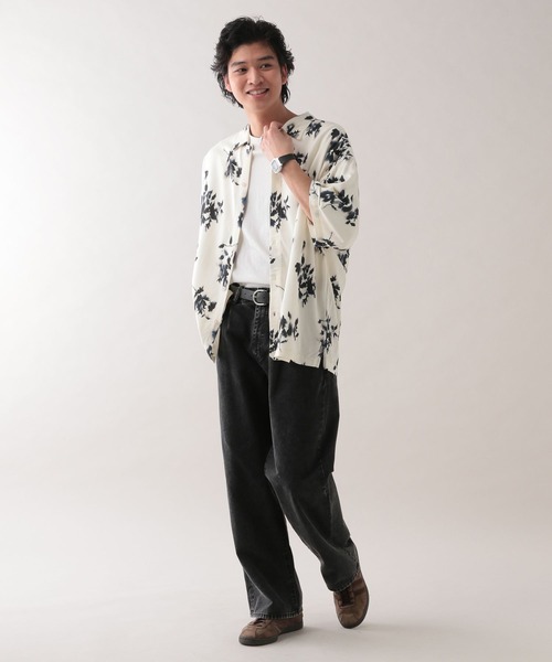 RAGEBLUE(レイジブルー)の「レーヨン総柄シャツ(シャツ/ブラウス・メンズ・ホワイト系その他2/ブラック系その他/グレー系その他/ホワイト系その他3・SMALL/MEDIUM/LARGE)」の6枚目の写真