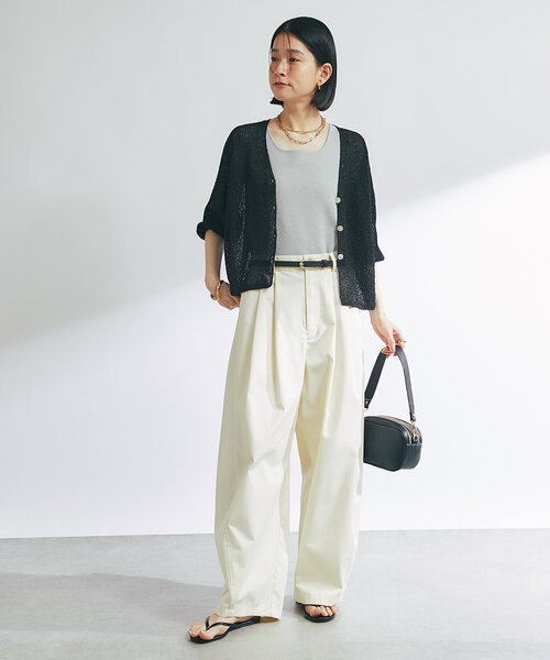 un dix cors(アンディコール)の「《デイリーに着回せる!》カーブチノパンツ(チノパンツ・レディース・オフホワイト/キャメル・FREE)」の21枚目の写真