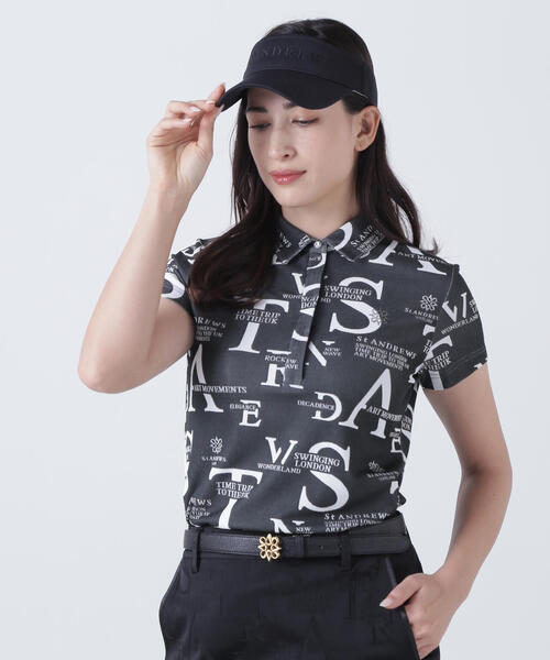 St ANDREWS(セントアンドリュース)の「【St ANDREWS】コンセプト柄ジャガード半袖シャツ (WOMENS)(ポロシャツ・レディース・ブラック・M/S)」の2枚目の写真