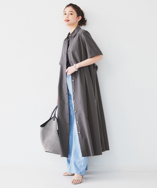 UNTITLED（アンタイトル）の「【コットン100／前開き／夏ワンピ】ロングシャツワンピース（ワンピース・レディース・チャコールグレー/ブルー/ブラウン系その他/チャコール/ブラウン系その他5・00/01/02/03/04/44/48）」の8枚目の写真