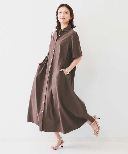 UNTITLED（アンタイトル）の「【コットン100／前開き／夏ワンピ】ロングシャツワンピース（ワンピース・レディース・チャコールグレー/ブルー/ブラウン系その他/チャコール/ブラウン系その他5・00/01/02/03/04/44/48）」の11枚目の写真