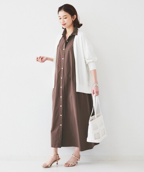 UNTITLED（アンタイトル）の「【コットン100／前開き／夏ワンピ】ロングシャツワンピース（ワンピース・レディース・チャコールグレー/ブルー/ブラウン系その他/チャコール/ブラウン系その他5・00/01/02/03/04/44/48）」の12枚目の写真
