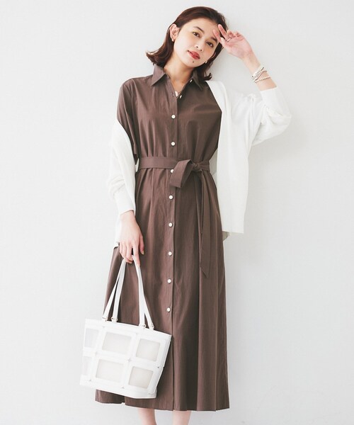 コットン100／前開き／夏ワンピ】ロングシャツワンピース
