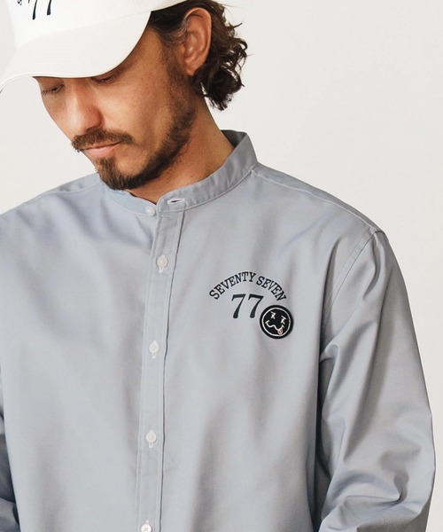 seventy seven(セブンティセブン)の「ms6058-ox band collar L-S shirts (25S) バンドカラーシャツ(シャツ/ブラウス・メンズ・ホワイト/グレー/ブルー・S/M/L/XL)」の6枚目の写真