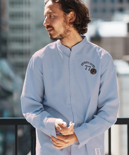 seventy seven(セブンティセブン)の「ms6058-ox band collar L-S shirts (25S) バンドカラーシャツ(シャツ/ブラウス・メンズ・ホワイト/グレー/ブルー・S/M/L/XL)」の10枚目の写真