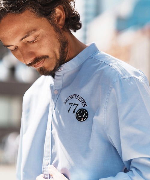 seventy seven(セブンティセブン)の「ms6058-ox band collar L-S shirts (25S) バンドカラーシャツ(シャツ/ブラウス・メンズ・ホワイト/グレー/ブルー・S/M/L/XL)」の11枚目の写真