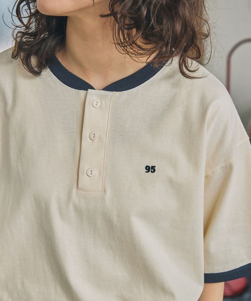 ナンバリング刺繍 ヘンリーネックTシャツ MONO-MART LADY'S│MONO