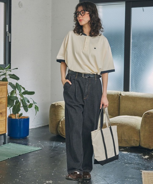 ナンバリング刺繍 ヘンリーネックTシャツ MONO-MART LADY'S