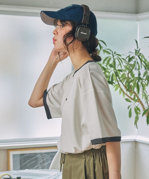 MONO-MART LADY'S(モノマートレディース)の「ナンバリング刺繍 ヘンリーネックTシャツ(Tシャツ/カットソー・レディース・アイボリー/オフホワイト・FREE)」の8枚目の写真