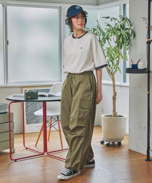 【ちページ】 ナンバリング刺繍 ヘンリーネックTシャツ MONO-MART LADY'S