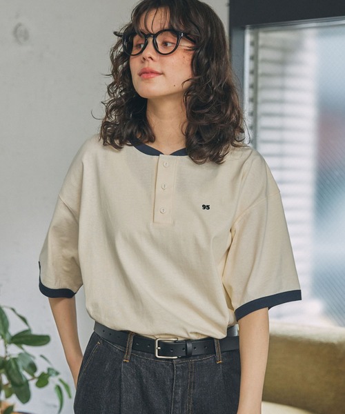 ナンバリング刺繍 ヘンリーネックTシャツ MONO-MART LADY'S│MONO