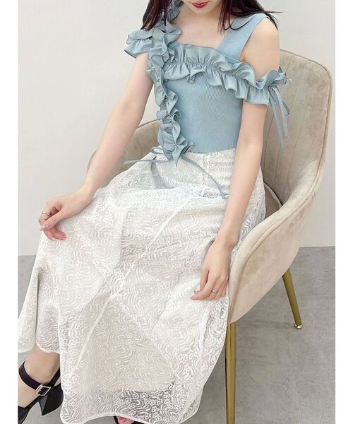 MERCURYDUO（マーキュリーデュオ）の「レースフレアコルセットスカート（スカート・レディース・オフホワイト/ベビーピンク/ブラック・SMALL/MEDIUM）」の4枚目の写真