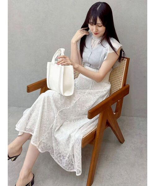 MERCURYDUO（マーキュリーデュオ）の「レースフレアコルセットスカート（スカート・レディース・オフホワイト/ベビーピンク/ブラック・SMALL/MEDIUM）」の8枚目の写真