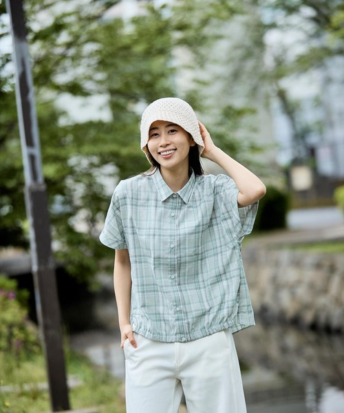 セール】TSリネンチェックシャツS／S（シャツ/ブラウス