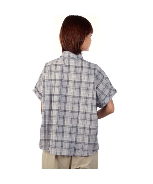 Foxfire（フォックスファイヤー）の「ＴＳリネンチェックシャツＳ／Ｓ（シャツ/ブラウス・レディース・ライトグレー/ミント・M/L/S）」の5枚目の写真