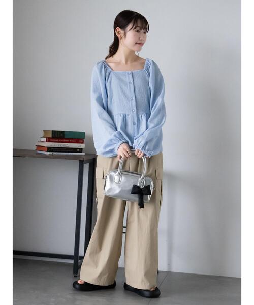 ehka sopo（エヘカソポ）の「リボン付き2wayショルダーバッグ（ハンドバッグ・レディース・シルバー/キナリ/ブラック・F）」の4枚目の写真