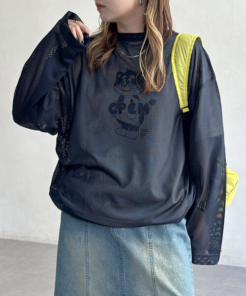 CPCM(シーピーシーエム)の「メッシュロンT(Tシャツ/カットソー・レディース・ブラック/ベージュ/ネイビー・MEDIUM/LARGE)」の3枚目の写真