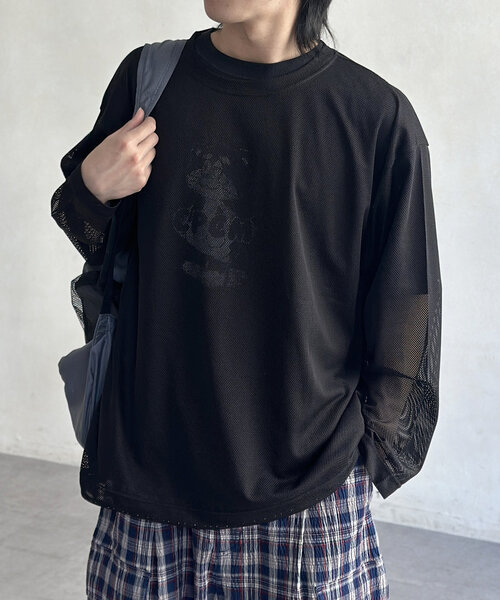 CPCM(シーピーシーエム)の「メッシュロンT(Tシャツ/カットソー・レディース・ブラック/ベージュ/ネイビー・MEDIUM/LARGE)」の1枚目の写真