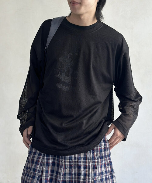 CPCM(シーピーシーエム)の「メッシュロンT(Tシャツ/カットソー・レディース・ブラック/ベージュ/ネイビー・MEDIUM/LARGE)」の8枚目の写真
