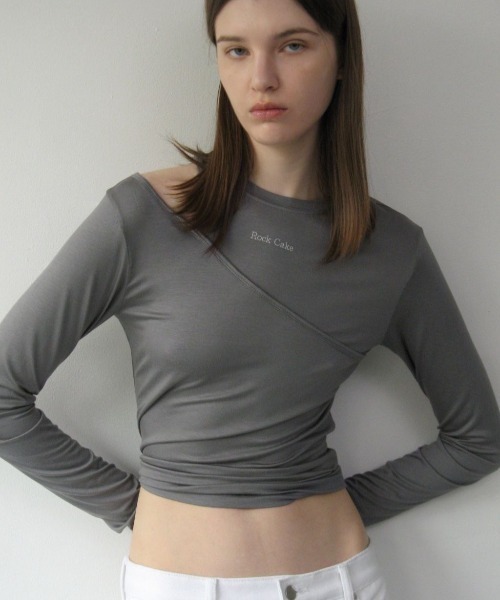 Tシャツ・カットソー ROCKCAKE One Shoulder Layered Top 5BJH599 セール】【ROCK CAKE】One Shoulder Layered Top（Tシャツ