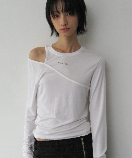 Tシャツ・カットソー ROCKCAKE One Shoulder Layered Top 5BJH599 セール】【ROCK CAKE】One Shoulder Layered Top(Tシャツ