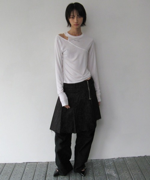 セール】【ROCK CAKE】One Shoulder Layered Top（Tシャツ