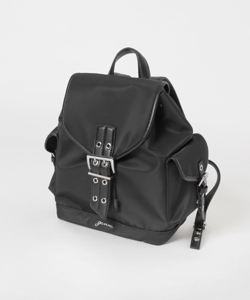 【GANNI】ブラック スモール Bucky ナイロン バックパック Black Black Small Bucky Nylon Backpack | GANNI US