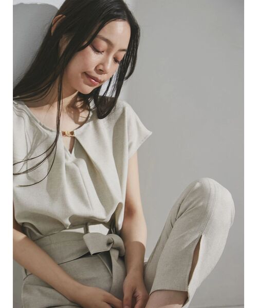 TONAL(トーナル)の「フェイクリネンバイカラーベルトクロップドパンツ(その他パンツ・レディース・ブラウン/ベージュ/ネイビー・SMALL/MEDIUM)」の10枚目の写真