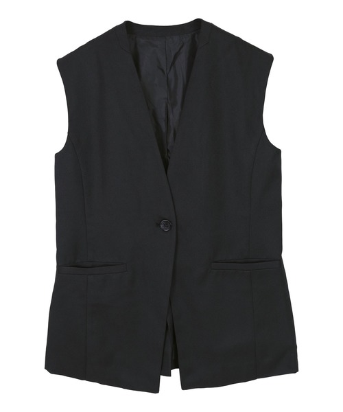 UR'S（ユアーズ）の「ソフトツイルノーカラージレ（ノーカラージャケット・レディース・チャコール/ブラック・L/M/S）」の10枚目の写真