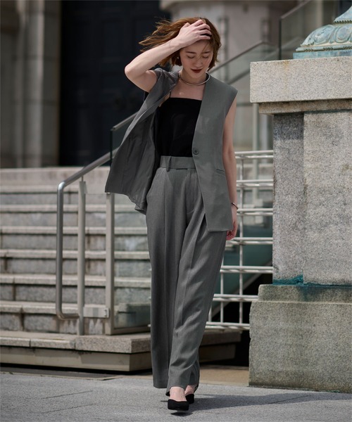 UR'S（ユアーズ）の「ソフトツイルノーカラージレ（ノーカラージャケット・レディース・チャコール/ブラック・L/M/S）」の19枚目の写真