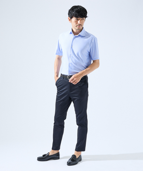 ABAHOUSE GRAY（アバハウスグレイ）の「【形状安定性 / 伸縮性】トリコットストライプ 半袖シャツ（シャツ/ブラウス・メンズ・ライトグレー/ネイビー/グレイッシュベージュ/サックスブルー/その他・44/46/48/50）」の14枚目の写真