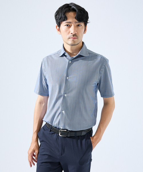 ABAHOUSE GRAY（アバハウスグレイ）の「【形状安定性 / 伸縮性】トリコットストライプ 半袖シャツ（シャツ/ブラウス・メンズ・ライトグレー/ネイビー/グレイッシュベージュ/サックスブルー/その他・44/46/48/50）」の17枚目の写真