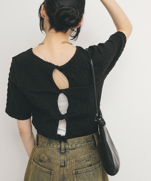 KBF（ケイビーエフ）の「2WAYケーブルジャカードトップス（Tシャツ/カットソー・レディース・ブラック/グレー系その他/アイボリー・ONE）」の13枚目の写真