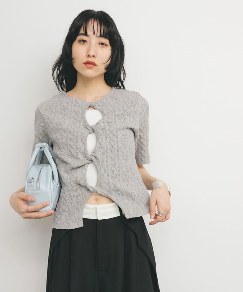 KBF（ケイビーエフ）の「2WAYケーブルジャカードトップス（Tシャツ/カットソー・レディース・ブラック/グレー系その他/アイボリー・ONE）」の19枚目の写真