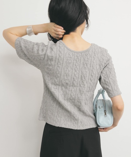 KBF（ケイビーエフ）の「2WAYケーブルジャカードトップス（Tシャツ/カットソー・レディース・ブラック/グレー系その他/アイボリー・ONE）」の21枚目の写真