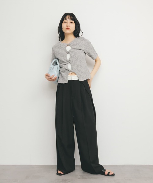 KBF（ケイビーエフ）の「2WAYケーブルジャカードトップス（Tシャツ/カットソー・レディース・ブラック/グレー系その他/アイボリー・ONE）」の22枚目の写真