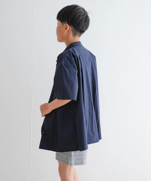 URBAN RESEARCH DOORS(アーバンリサーチドアーズ)の「『セットアップ対応』『WEB/一部店舗限定』『UVカット』オープンカラーシャツ(KIDS)(Tシャツ/カットソー・キッズ・ベージュ/ネイビー・150)」の4枚目の写真