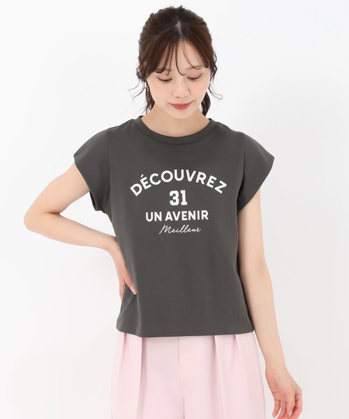 31 Sons de mode（トランテアン　ソン　ドゥ　モード）の「2025春夏新作 ロゴプリントＴシャツ（Tシャツ/カットソー・レディース・チャコールグレー/ホワイト・ﾌﾘ-）」の21枚目の写真