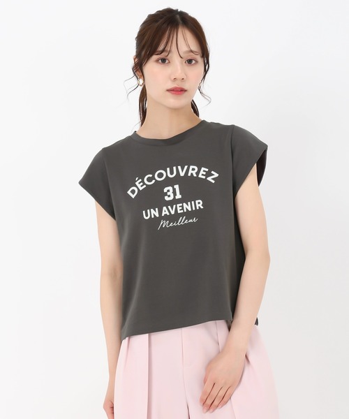 31 Sons de mode（トランテアン　ソン　ドゥ　モード）の「2025春夏新作 ロゴプリントＴシャツ（Tシャツ/カットソー・レディース・チャコールグレー/ホワイト・ﾌﾘ-）」の22枚目の写真