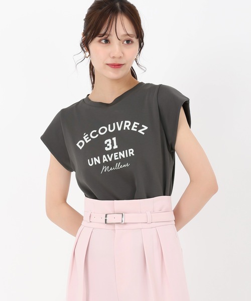 31 Sons de mode（トランテアン　ソン　ドゥ　モード）の「2025春夏新作 ロゴプリントＴシャツ（Tシャツ/カットソー・レディース・チャコールグレー/ホワイト・ﾌﾘ-）」の10枚目の写真