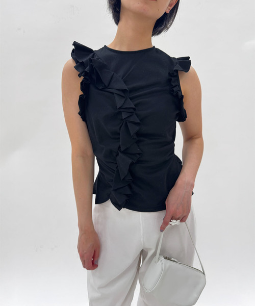 EDIT. FOR LULU（エディットフォールル）の「【naoki tomizuka for LULU】frill blouse tee（タンクトップ・レディース・ブラック/レッド・FREE）」の3枚目の写真