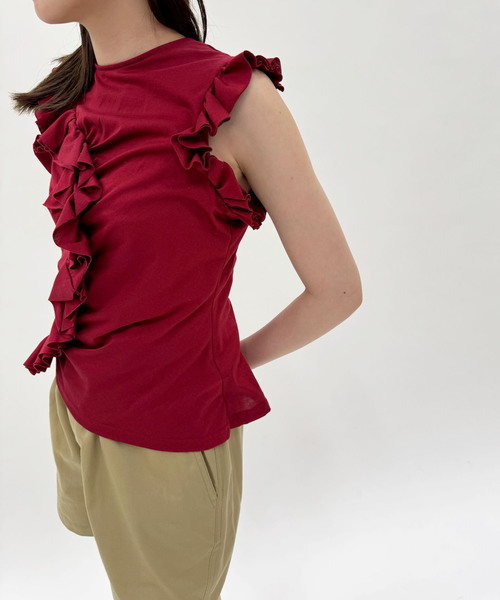 EDIT. FOR LULU（エディットフォールル）の「【naoki tomizuka for LULU】frill blouse tee（タンクトップ・レディース・ブラック/レッド・FREE）」の9枚目の写真