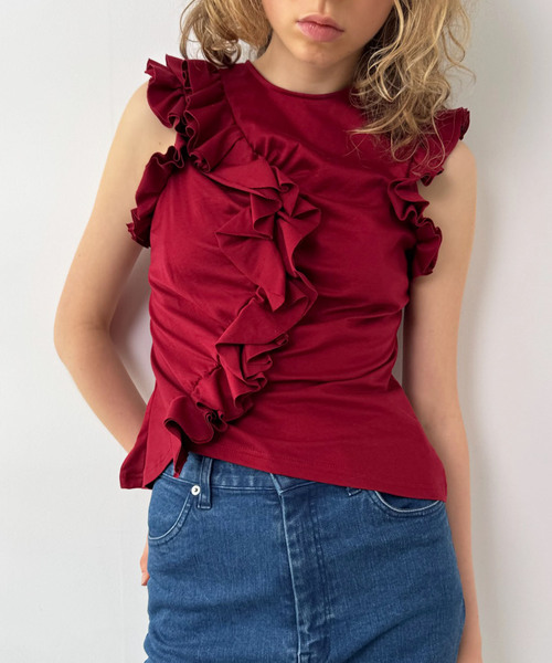 EDIT. FOR LULU（エディットフォールル）の「【naoki tomizuka for LULU】frill blouse tee（タンクトップ・レディース・ブラック/レッド・FREE）」の11枚目の写真
