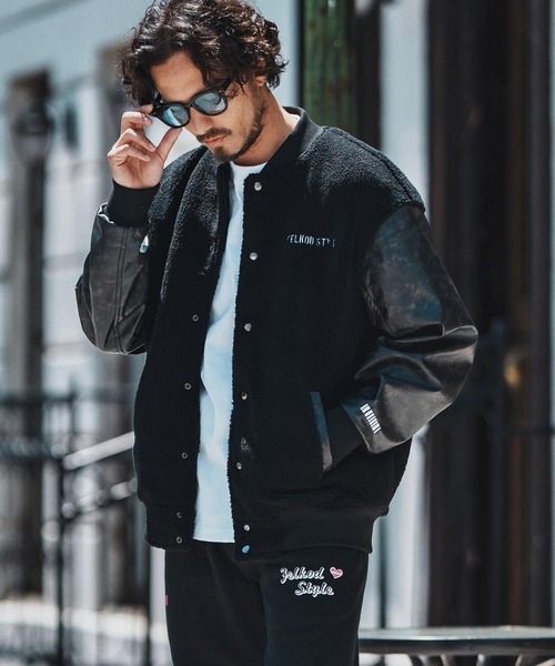 カンビオ　フィルコッド　ボアジャケット　スタジャン mj10791- Soft Boa Stadium Jumper スタジアムジャンパー（スタジャン