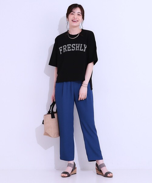 Cutie Blonde(キューティーブロンド)の「◆【S-LL】ゆるっと大人カジュアルに 柄ロゴアソート ミニ裏毛トップス(Tシャツ/カットソー・レディース・ブラック/グレー/オフホワイト・04/01/02/03)」の10枚目の写真