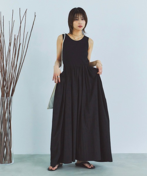 LIENCOEUR(リアンクール)の「ペタルリブドッキングワンピース(ワンピース・レディース・ホワイト/ブラック・FREE)」の1枚目の写真