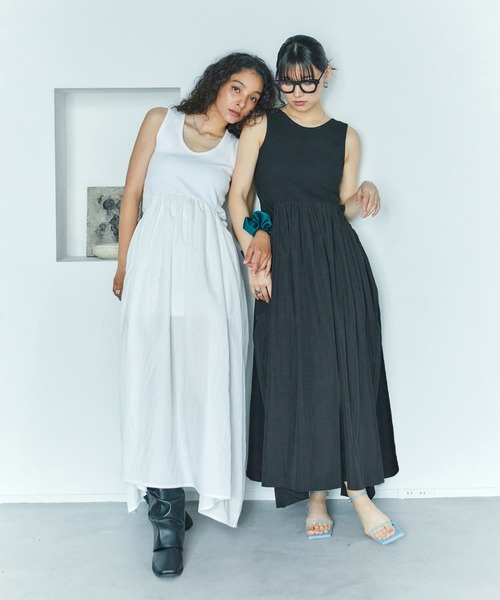 LIENCOEUR(リアンクール)の「ペタルリブドッキングワンピース(ワンピース・レディース・ホワイト/ブラック・FREE)」の17枚目の写真