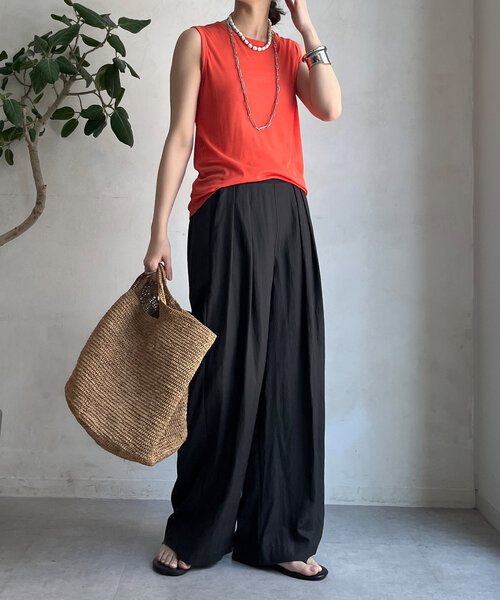 DouDou(ドゥドゥ)の「シャンブレータックワイドパンツ(その他パンツ・レディース・ダークブラウン/ベージュ/ネイビー/ピンク・TM/FREE/PS/T)」の16枚目の写真