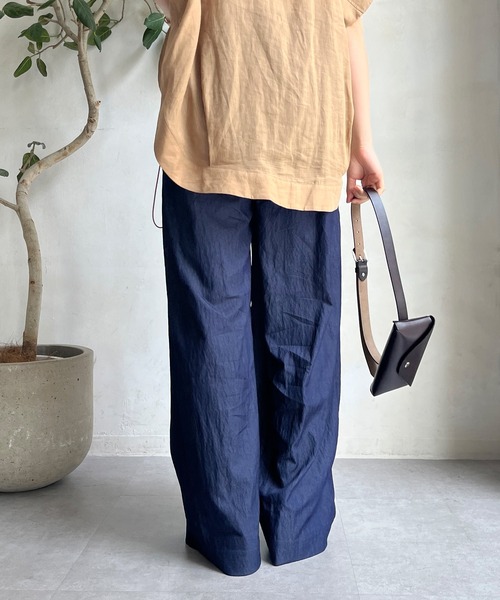 DouDou(ドゥドゥ)の「シャンブレータックワイドパンツ(その他パンツ・レディース・ダークブラウン/ベージュ/ネイビー/ピンク・TM/FREE/PS/T)」の10枚目の写真