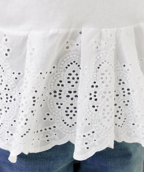 Tiaclasse(ティアクラッセ)の「刺繍レースドッキングカットソートップス(Tシャツ/カットソー・レディース・ブラック/オフホワイト/チャコールグレー/ブルー・M/L)」の14枚目の写真